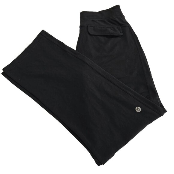 Lululemon Pants Mens‎ Straight Leg Lounge Black Size Large Stretch Pockets Logo - Picture 1 of 12